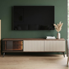 Тумба під ТВ з підсвіткою Вічі / Vici RTV180 3-дверна Горіх/кашемір Perfect Home Польща (PFH-091295)