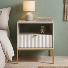 Тумба приліжкова Perfect Home Нова / Nova з 1 шухлядою і золотими ніжками S54 Білий (PFH-091261)