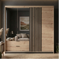 Шкаф полукупе Perfect Home Талли / Tally 4-дверный с зеркалом 4D2S/220 Дуб артизан/антрацит (PFH-091097)