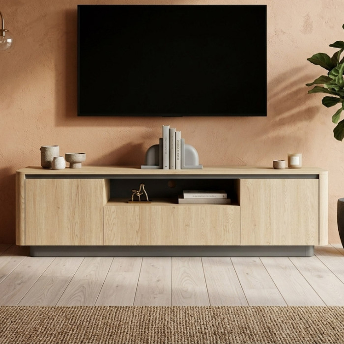 Тумба під ТВ Perfect Home Торро / Torro 3D/200 3-дверна Дуб кремона/чорний (PFH-091417)