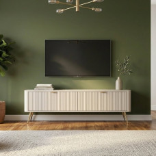 Тумба під телевізор Perfect Home Ланте / Lante 2-дверна з золотими ніжками 2D/163 Беж (PFH-091118)