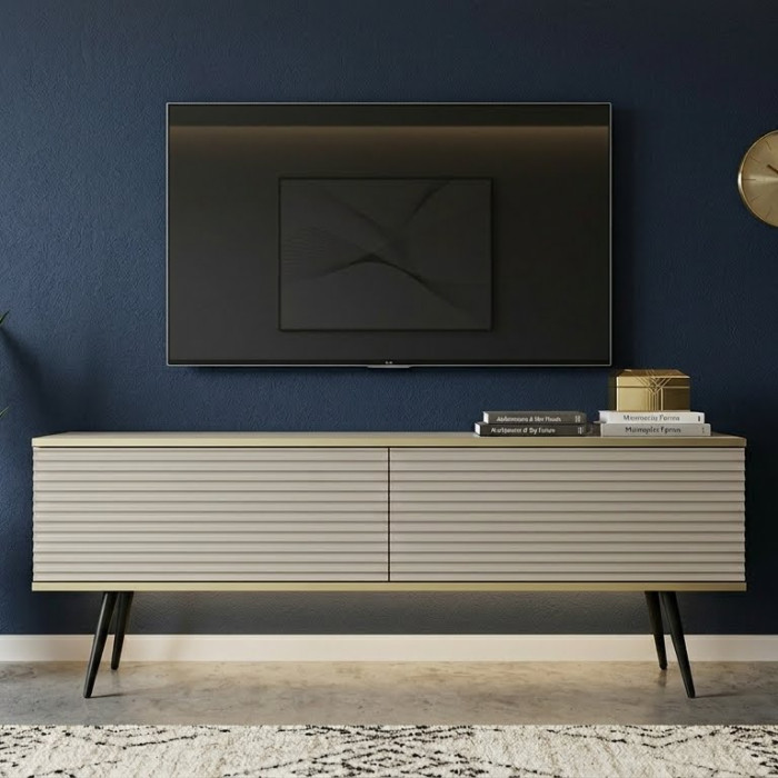 Тумба під телевізор Perfect Home Оро / Oro 2-дверна з чорними ніжками RTV135 MDF Бежевий (PFH-091335)