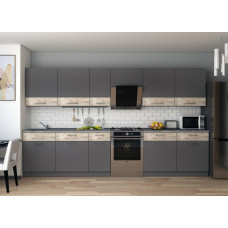 Кухня модульная Лея Doros 340х60х250 см Графит/Дуб клондайк (DRS-011375)