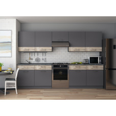 Кухня модульная Лея Doros 300х60х250 см Графит/Дуб клондайк (DRS-011377)