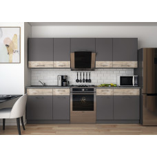 Кухня модульная Лея Doros 260х60х250 см Графит/Дуб клондайк (DRS-011379)