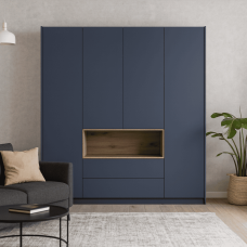 Шафа для одягу з нішою Doros Дейл 206х52х220 см Графіт/Дуб евок (DRS-011283)