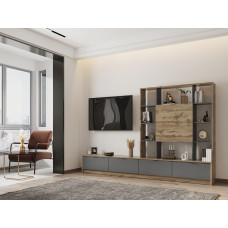 Стенка в гостиную Doros Капри Дуб Эвок/Графит 240х33х153 (DRS-011980)