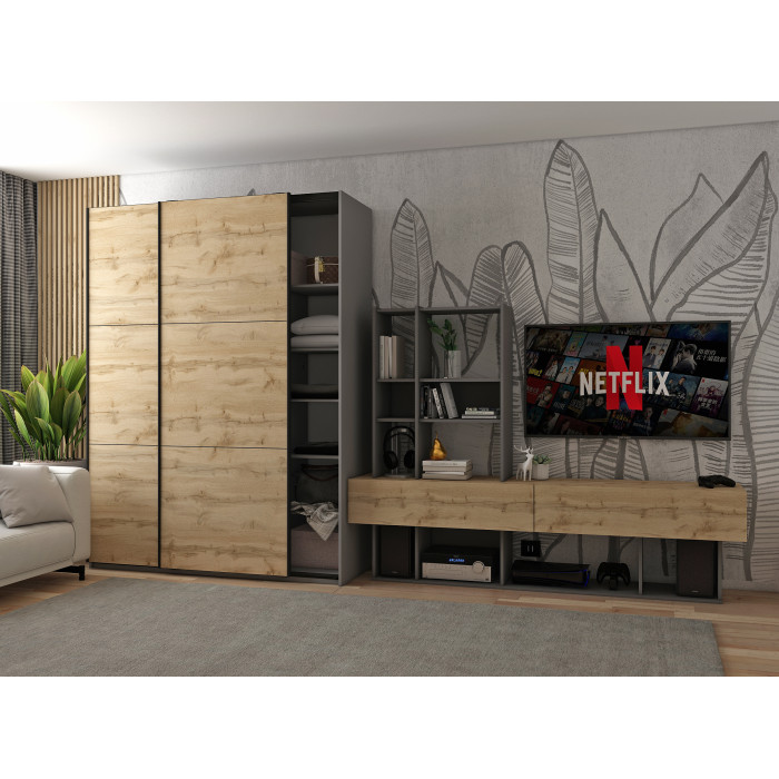 Шкаф-купе двухдверный Doros G-Caiser 160х60х240 см Графит/Дуб евок (DRS-011039)