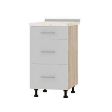 Кухонный модуль 3 ящика Оптима Низ Н87-450 Дуб Сонома/Нимфея Альба (Белый) (без столешницы) 450х461х820 мм (EVR-071812)