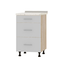 Кухонный модуль 3 ящика Оптима Низ Н87-500 Дуб Сонома/Нимфея Альба (Белый) (без столешницы) 500х461х820 мм (EVR-071833)