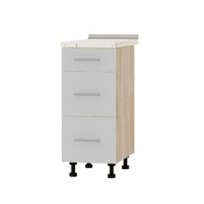 Кухонный модуль 3 ящика Оптима Низ Н87-350 Дуб Сонома/Нимфея Альба (Белый) (без столешницы) 350х461х820 мм (EVR-072024)