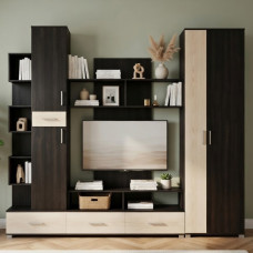 Стенка для гостиной Эверест Бриз/Шкаф ШП-2 венге/дуб молочный (EVR-2248)