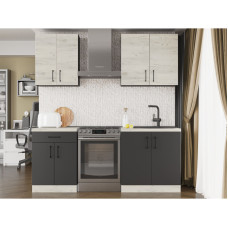 Кухня модульная Эверест Оптима набор №2 Дуб крафт белый/Антрацит 2 м (без столешницы) (EVR-5694)