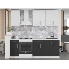 Кухня модульная Эверест Оптима набор №4 Нимфея альба (белый)/Антрацит 2,2 м (без столешницы) (EVR-5707)