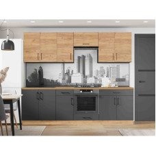 Кухня модульная Эверест Оптима набор №6 Дуб крафт золотой/Антрацит 2,6 м (без столешницы) (EVR-5716)