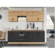 Кухня модульная Эверест Оптима набор №7 Дуб крафт золотой/Антрацит 2,4 м (без столешницы) (EVR-5720)