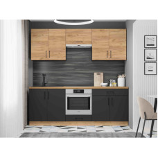 Кухня модульная Эверест Оптима набор №8 Дуб крафт золотой/Антрацит 2,2 м (без столешницы) (EVR-5721)