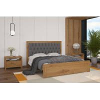 Двуспальная кровать Mebigrand Торонто Т3 Орех светлый/Аляска 05 160х190 см (MBG-1209)