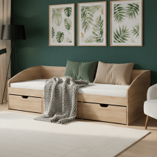 Ліжко односпальне з ящиками Еверест Комфорт 3 193х84х59  см Дуб сонома/Дуб сонома (EVR-073842)