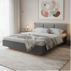 Ліжко двоспальне (щит ДСП під матрац) Еверест Сіті-1600 200,5х168,8х82,6 см Дуб сонома/Графіт (EVR-071117)