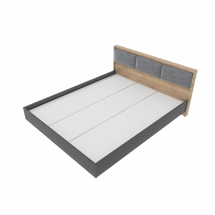 Кровать двуспальная (щит ДСП под матрас) Эверест Сити-1400 200,5х148,8х82,6 см Дуб сонома/Графит (EVR-071111)