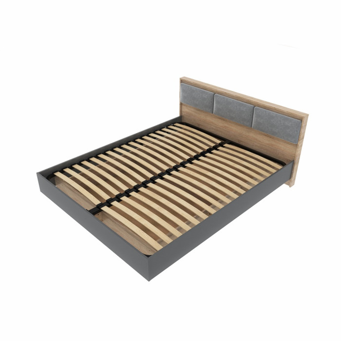 Кровать двуспальная (ламельный каркас) Эверест Сити-1600 200,5х168,8х82,6 см Дуб сонома/Графит (EVR-071115)