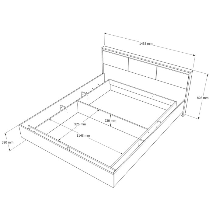 Кровать двуспальная с подъемным механизмом Эверест Сити-1400 200,5х148,8х82,6 см Дуб сонома/Белый (EVR-071093)