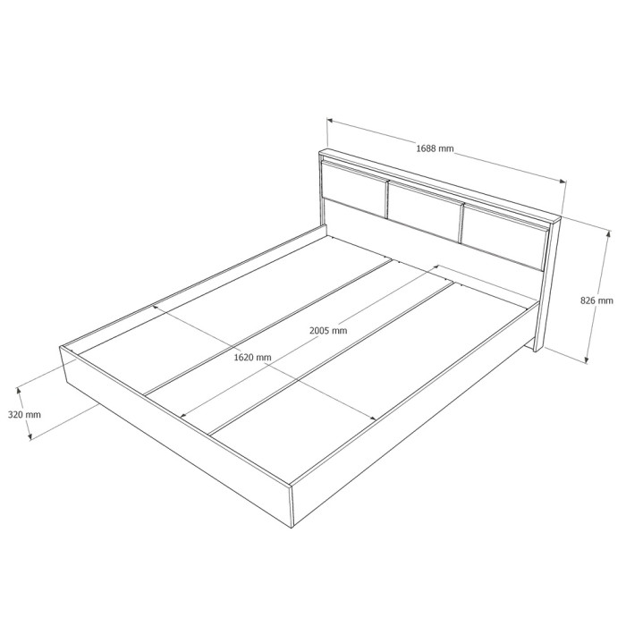 Ліжко двоспальне (щит ДСП під матрац) Еверест Сіті-1600 200,5х168,8х82,6 см Дуб сонома/Білий (EVR-071116)