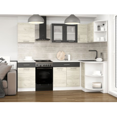 Кухня модульна кутова Еверест Еко набір №1 дуб крафт білий/графіт/білий 2,5 м стільниця Скай (EVR-071057)