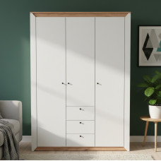 Шкаф трехдверный Эверест Нордик-1400 Белый/Дуб крафт золотой (EVR-5537)