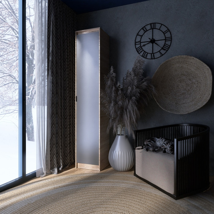 Шкаф-пенал закрытый Эверест Сити-400 Дуб сонома/Графит (EVR-071091)