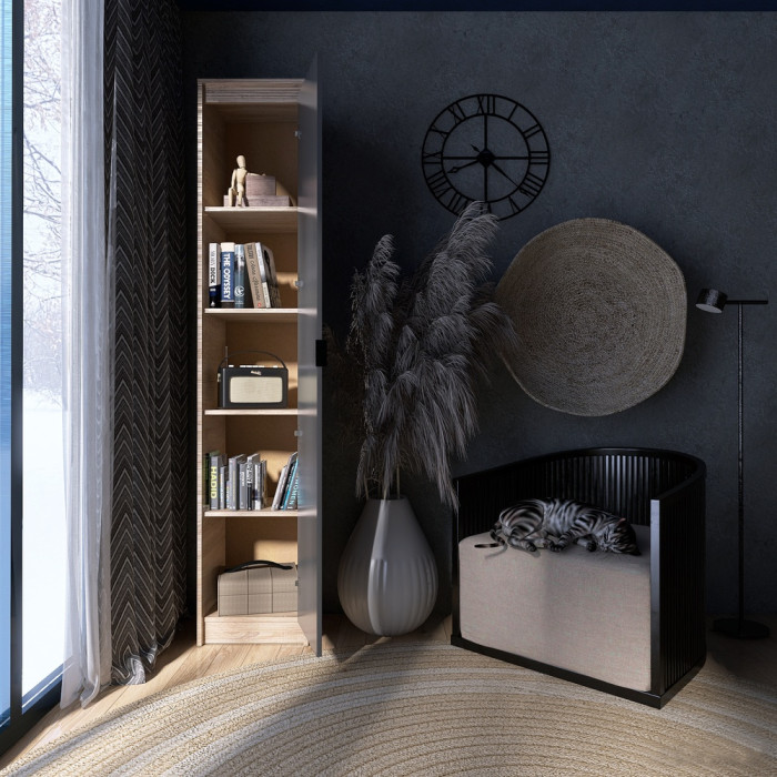 Шкаф-пенал закрытый Эверест Сити-400 Дуб сонома/Графит (EVR-071091)