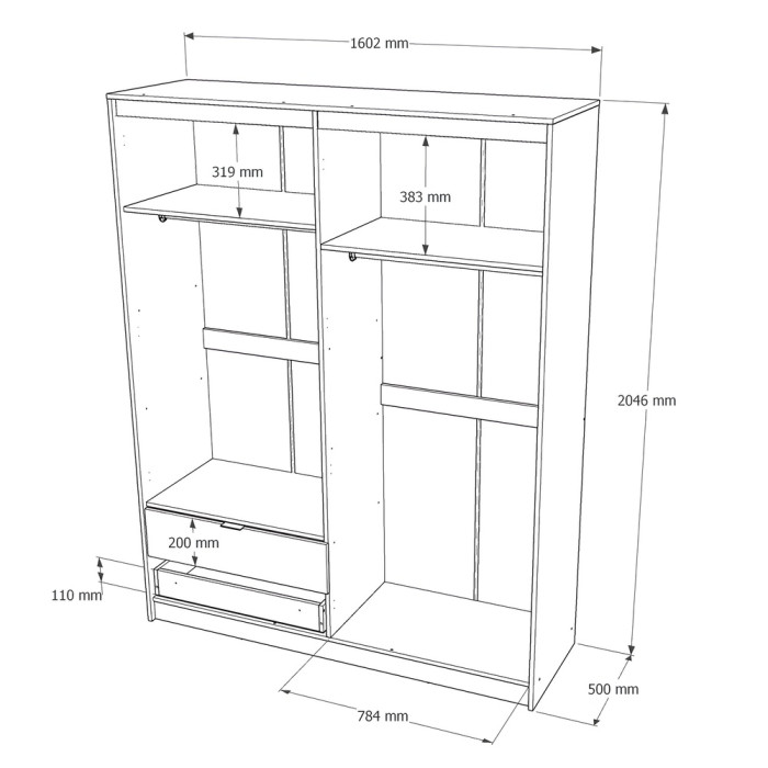 Шафа розпашна для одягу з висувними шухлядами (полиці - штанга) Еверест Сіті-1600 160,2х50х204,6 см Дуб сонома/Білий (EVR-071118)