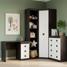 Детская стенка Эверест Соната Комплект 5 (модульная - 4 элемента) венге темный/белый (EVR-2586)