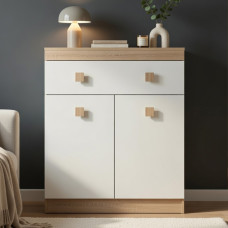 Комод з дверима та ящиком Еверест Соната-4 80х38х94 дуб сонома/білий (EVR-2065)
