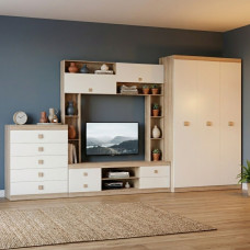 Гостиная стенка Эверест Соната 1 (модульная - 3 элемента) сонома/белый (EVR-2236)