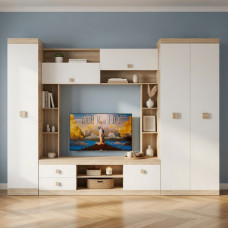 Гостиная стенка Эверест Соната 3 (модульная - 3 элемента) дуб сонома/белый (EVR-2238)