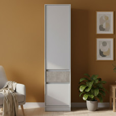 Шафа-пенал закрита з полицями та шухлядою Еверест Стайл-500 50х39х203 см Німфея Альба (білий)/Бетон (EVR-071150)