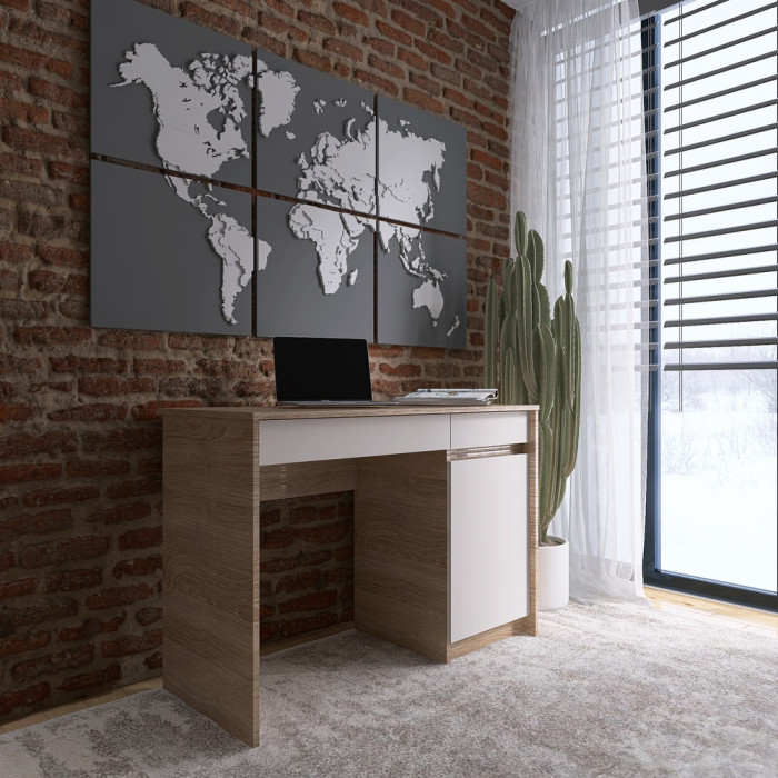 Письмовий стіл із 2 шухлядами та закритою секцією Еверест Сіті-1100 110,1х50,1х76,6 см Дуб сонома/Білий (EVR-071104)