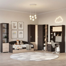 Спальня Детская Эверест Бриз Комплект 5 (модульная - 6 элементов) венге/дуб молочный (EVR-2554)