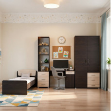 Спальня Детская Эверест Бриз Комплект 9 (модульная - 4 элемента) венге/дуб молочный (EVR-2564)