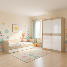 Спальня Детская Эверест Соната Комплект 3 (модульная - 2 элемента) дуб сонома/белый (EVR-2583)