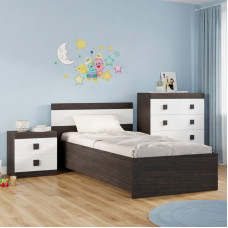 Спальня Детская Эверест Соната Комплект 8 (модульная - 3 элемента) венге темный/белый (EVR-2592)