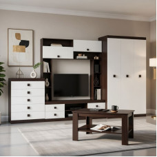 Гостиная Эверест Соната Комплект 28 (модульная - 4 элемента) венге темный/белый (EVR-2515)