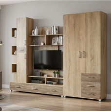 Стенка Эверест Бриз/Шкаф ШП-4 сонома/трюфель (EVR-2245)