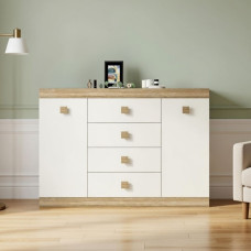 Великий комод Еверест на 4 ящики Соната-8 140х38х94 дуб сонома/білий (EVR-2013)