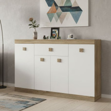 Великий комод Еверест з дверима та ящиком Соната-7 140х38х94 дуб сонома/білий (EVR-2016)