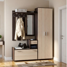 Передпокій Еверест Тандем з розпашною шафою ШП-1 і тумбою (права) венге темний/дуб молочний (EVR-2458)