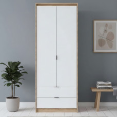 Шафа для одягу з 2 полицями над висувними шухлядами Еверест Сіті-800 80,2х50х204,6 см Дуб сонома/Білий (EVR-071141)
