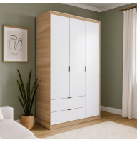 Шкаф распашной для одежды с выдвижными ящиками (полки - полки) Эверест Сити-1200 120,2х50х204,6 см Дуб сонома/Белый (EVR-071128)